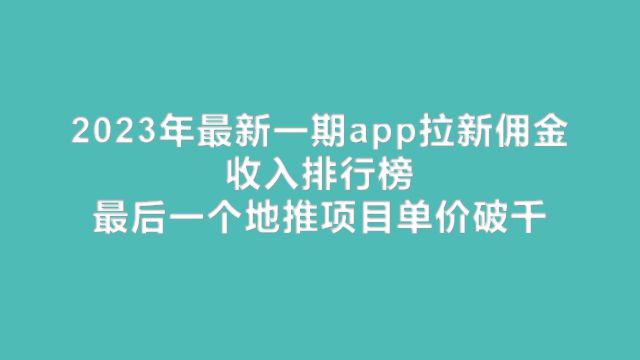 海南2023年最新一期app拉新佣金收入排行榜 最后一个地推项目单价破千